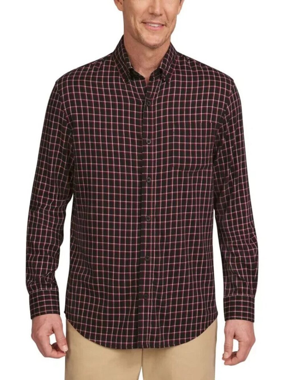 Lands’ End Men’s Brushed Twill Shirt, Red, Size XL